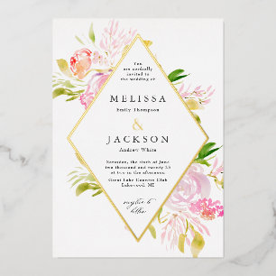 En Aluminium Roses aquarelle printemps Fleur Invitation Diamant
