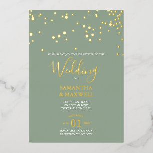 En Aluminium Sage Typographie Mariage Foil Invitation