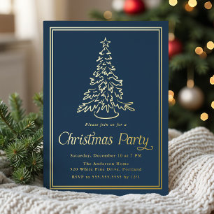En Aluminium Sapin de Noël Navy Classique Invitation pour Fête