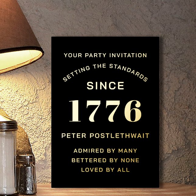 En Aluminium Script Moderne Invitation Anniversaire Noir Et Or (Créateur téléchargé)