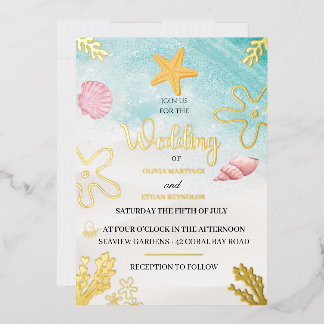 En Aluminium Seaside Elegance Foil Invitation