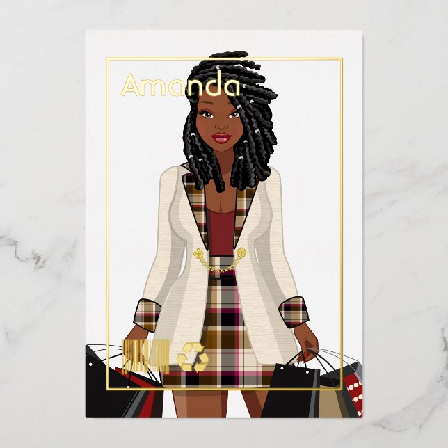 En Aluminium Shopping Fille Anniversaire Foil Invitation (Recto)