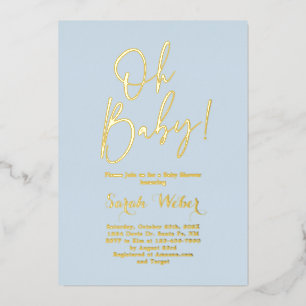 En Aluminium Simple Baby shower Boy Real Foil Invitation