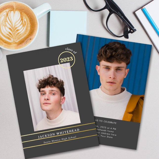 En Aluminium Simple Photo Graduate Foil Invitation (Créateur téléchargé)