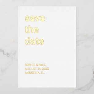 En Aluminium Simple stylish Enregistrer la date Invitation Foil