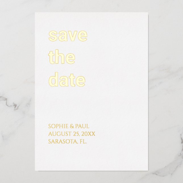 En Aluminium Simple stylish Enregistrer la date Invitation Foil (Recto)