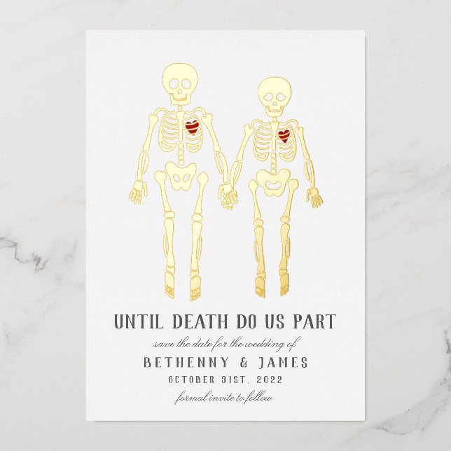 En Aluminium Skeletons romantiques Foil Invitation (Recto)