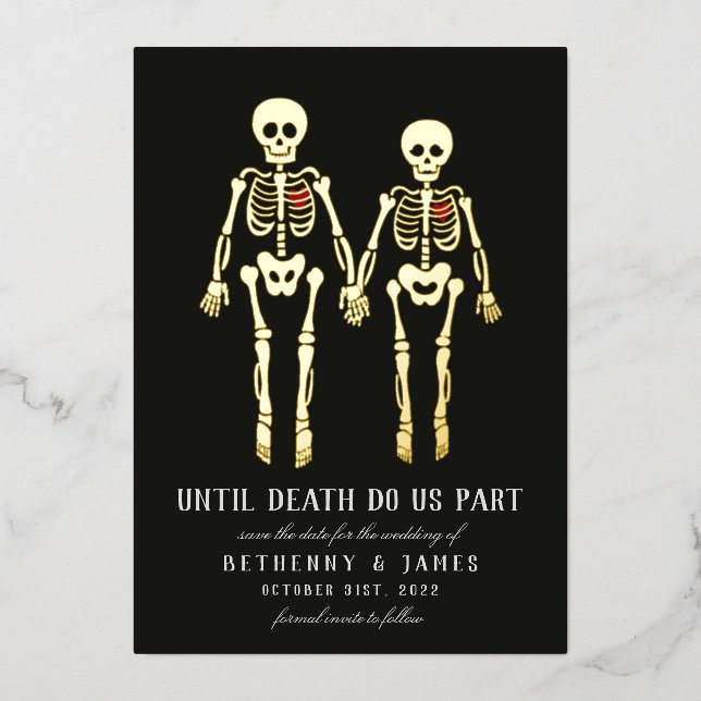 En Aluminium Skeletons romantiques Foil Invitation (Recto)