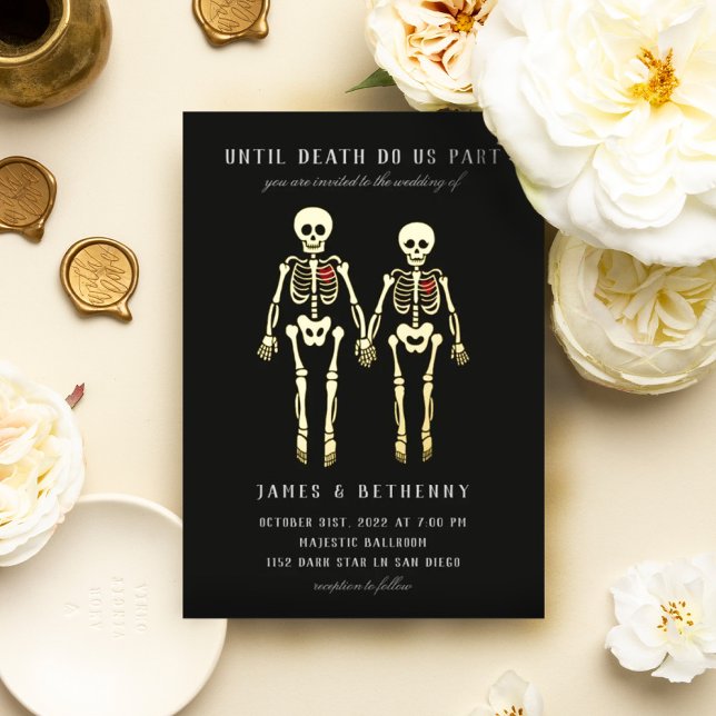 En Aluminium Skeletons romantiques Foil Invitation (Créateur téléchargé)