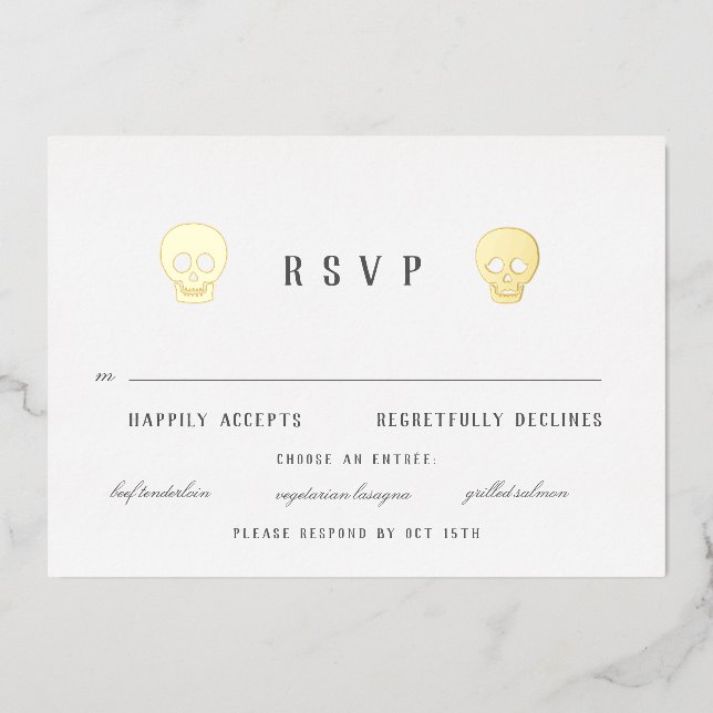 En Aluminium Skeletons romantiques Foil Invitation (Recto)