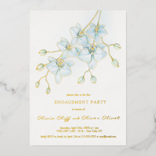 En Aluminium Soft Blue Orchid Engagement Party Invitation