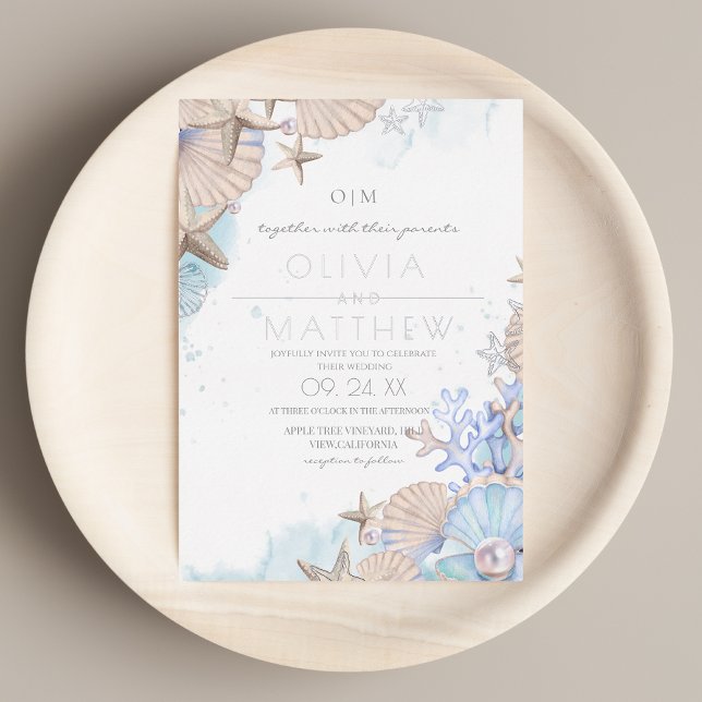 En Aluminium Soft Elegant Ocean Beach Wedding Invitation (Créateur téléchargé)