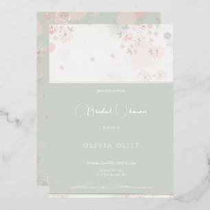 En Aluminium Soin Thé Roses Fête des mariées Foil Invitation