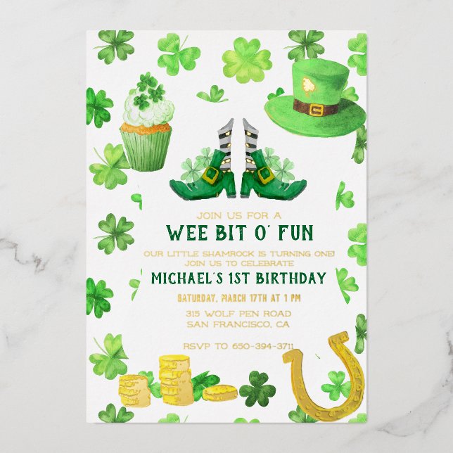 En Aluminium St. Patrick's Day Anniversaire Fête Invitation (Recto)