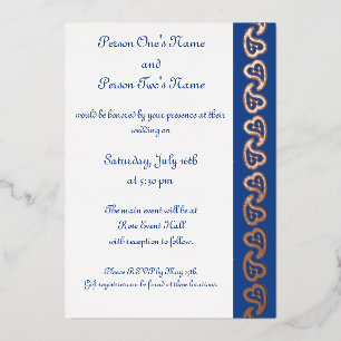 En Aluminium Sweet Paisley Hearts in Blue Foil Invitation