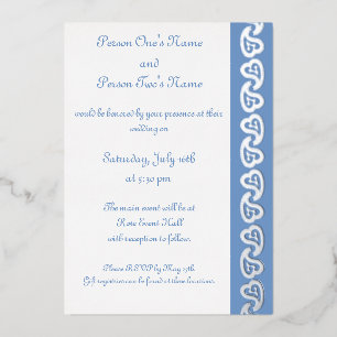 En Aluminium Sweet Paisley Hearts in Periwinkle Foil Invitation