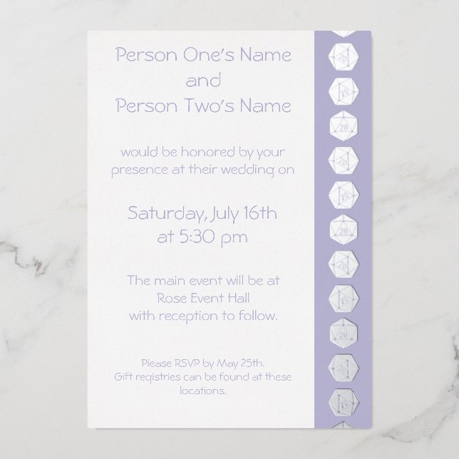 En Aluminium Table Chic dans Lavender Foil Invitation (Recto)