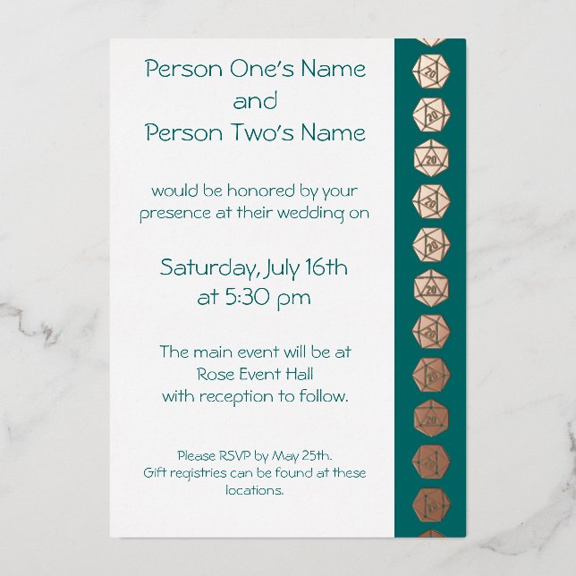En Aluminium Tabletop Chic dans Invitation Turquoise Foil (Recto)