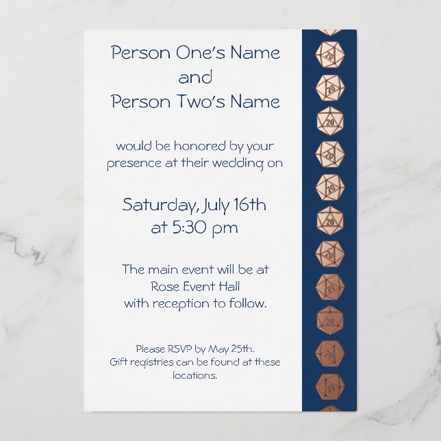En Aluminium Tabletop Chic dans la marine Foil Invitation (Recto)
