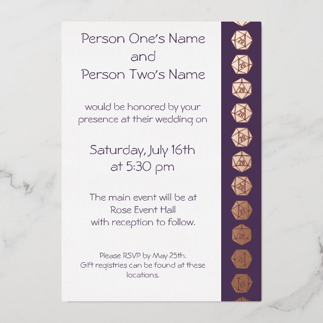 En Aluminium Tabletop Chic dans Purple Foil Invitation (Recto)