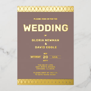 En Aluminium Taupe Mariage Real Gold Foil Invitation