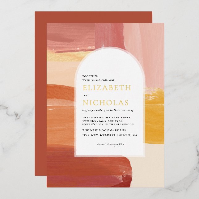 En Aluminium Terracotta Sunrise | Invitation de mariage Boho (Recto/Verso)