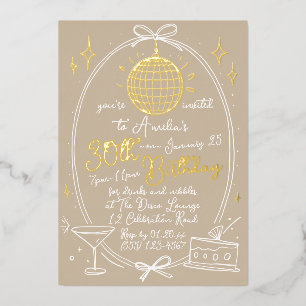 En Aluminium Thème Disco 30e anniversaire Invitation Real