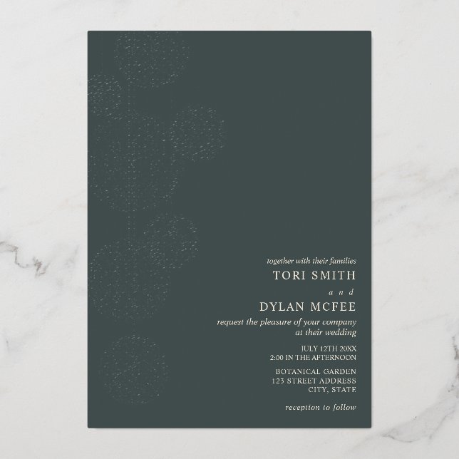 En Aluminium Twine Globes Emerald Mariage Foil Invitation (Recto)