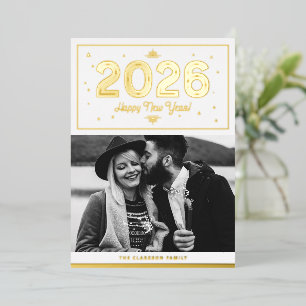 En Aluminium Typographie Géométrique Carte de Vœux 2026 Bonne A