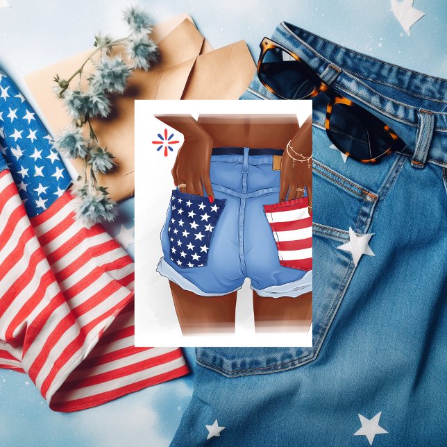 En Aluminium USA Denim Girl Birthday Party Foil Invitation (Créateur téléchargé)