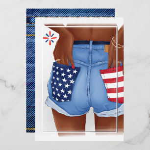 En Aluminium USA Denim Girl Birthday Party Foil Invitation