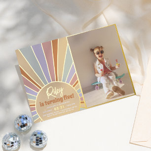 En Aluminium Véritable Invitation Anniversaire Fleur de Soleil