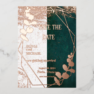 En Aluminium Vintage Vert foncé avec Invitation à huile d'or