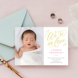 En amour COULEUR ÉDITABLE Faire-part de naissance 
