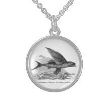 Collier vintage d'illustration de poissons de vol