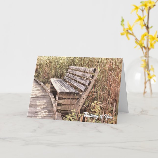 En attente sur le banc - Réflexion sur la carte (Fleur jaune)