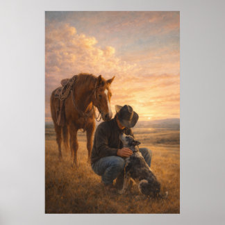 En bonne compagnie | Cowboy Cheval Chien | Affiche