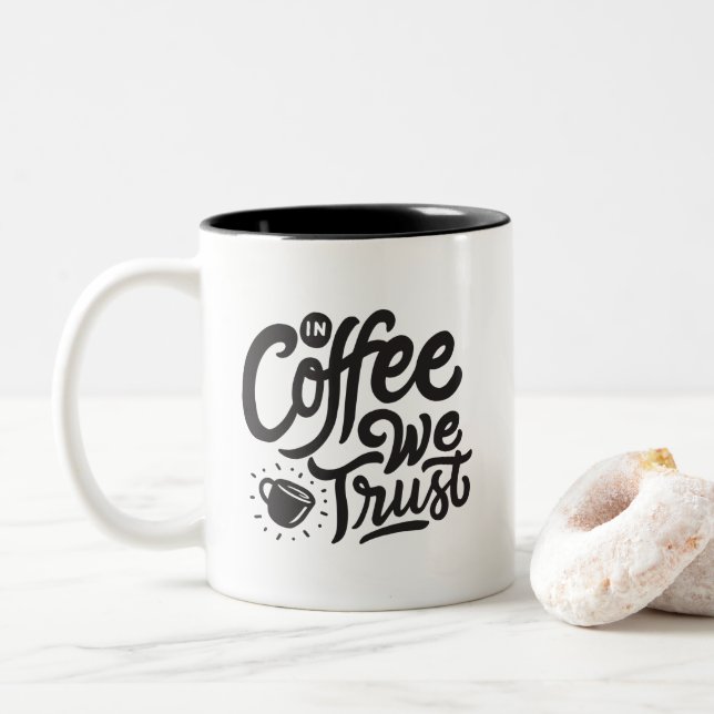 En Café Nous Faisons Confiance, Mug Café Deux Tons (Avec donut)