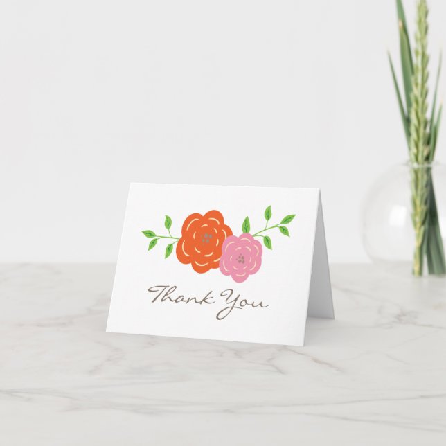 En Carte de remerciements Floral Orange Rose Fleur (Devant)
