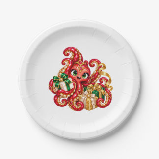 En Carton Assiettes à dessert de Noël – Eva la pieuvre
