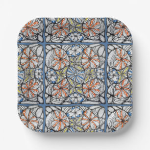 En Carton Assiettes à motifs floraux abstraits colorés dessi