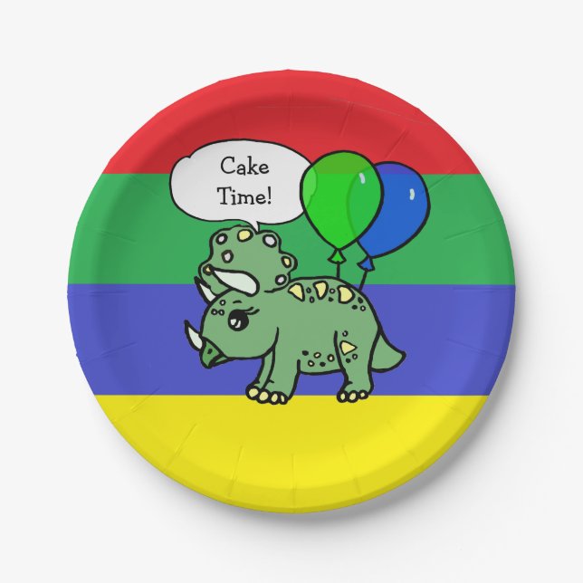 En Carton Assiettes Anniversaire Thème Dinosaure T-Rex (Devant)