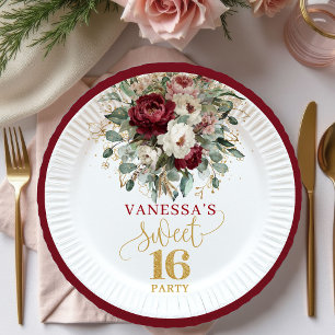 En Carton Assiettes Artistiques Rose Bourgogne pour un Sweet
