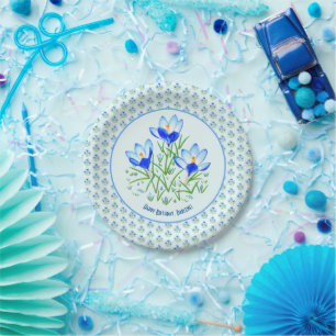 En Carton Assiettes Bleu Crocus Anniversaire Bleu Clair