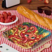 Assiettes carrées de Noël – Les lumières de fête d