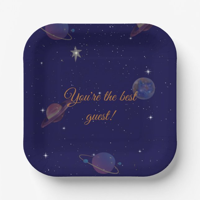En Carton Assiettes carrées pour anniversaire dans l'espace  (Recto)