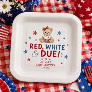 En Carton Assiettes carrées rouge blanc et dues