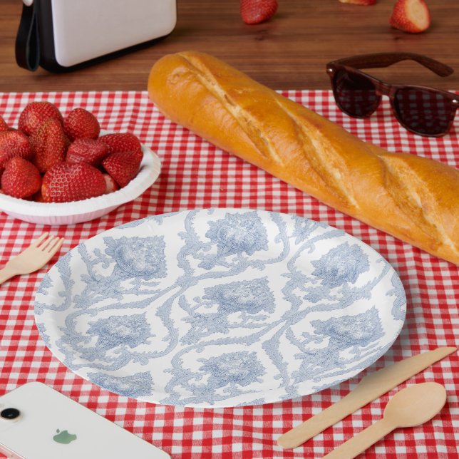 En Carton Assiettes Classiques Bleu Royal  (Pique-nique)