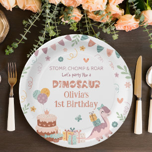 En Carton Assiettes d'anniversaire avec rugissement de Dino 