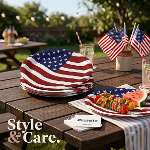 En Carton Assiettes de fête 7" marque de drapeau américain –